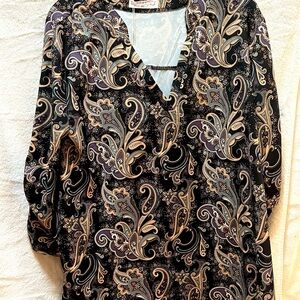Roswear Tab-Sleeved Paisley Print Top